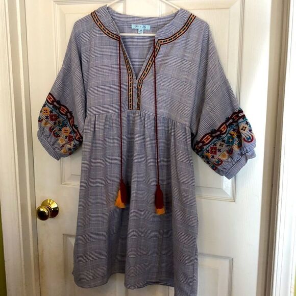 she + sky prairiecore prairie dress with embroidery and tassels Women’s M - Picture 6 of 13